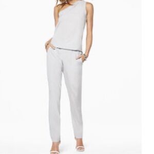 Ramy brook silk Elegant silver One-Shoulder Jumpsuit